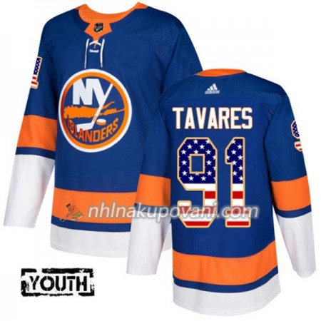 New York Islanders Dresy John Tavares 91 2017-2018 USA Flag Fashion Modrá Adidas Authentic - Dětské New York Islanders Dresy John Tavares 91 2017-2018 USA Flag Fashion Modrá Adidas Authentic - Dětské